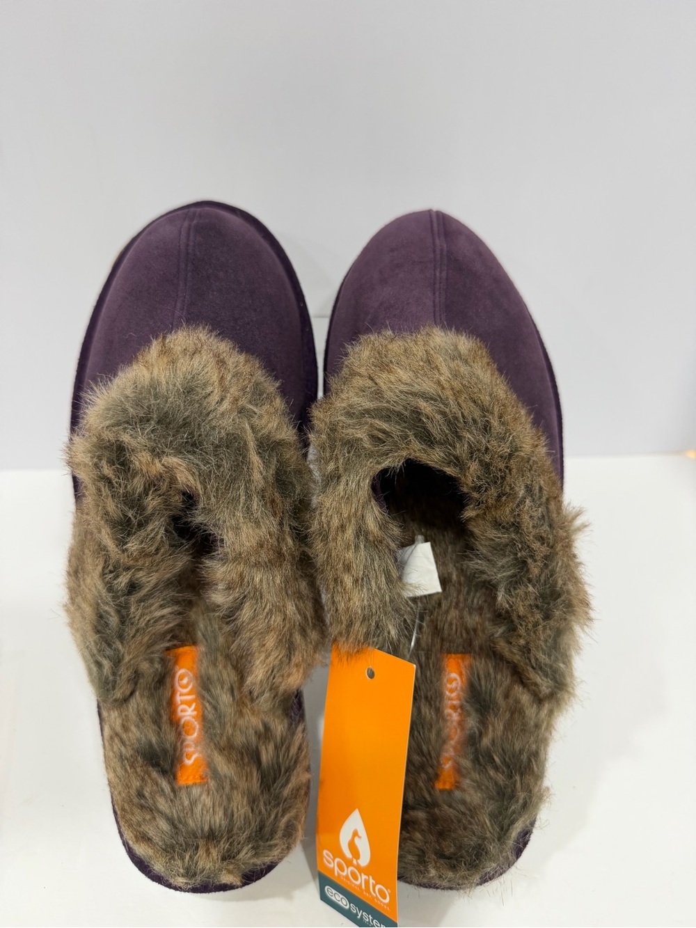Sporto Jasmine 2 Purple Suede Faux Fur Clog Slippers Size XL (11-12)NWT - Picture 3 of 8